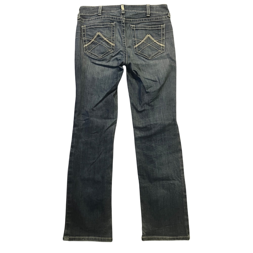 Ariat REAL Straight Icon Jeans Womens 31R Ocean Blue Stretch Denim AW5365 - Picture 2 of 13